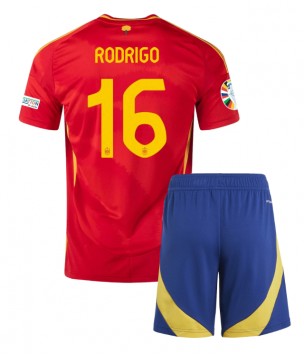 Billiga Spanien Rodri Hernandez #16 Hemmatröja Barn EM 2024 Kortärmad (+ Korta byxor)